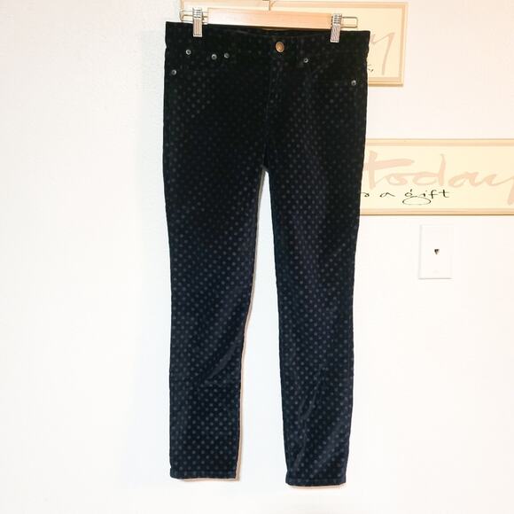 J Crew navy Toothpick swiss dot velvet skinny ankle 5 pocket pants size 26 - Picture 10 of 12
